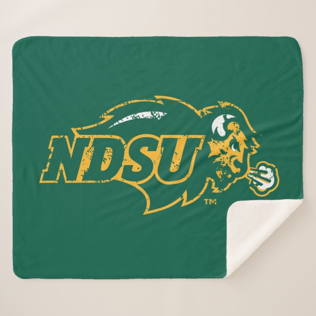 NDSU Bison Distressed Sherpa Blanket (Front (Horizontal))