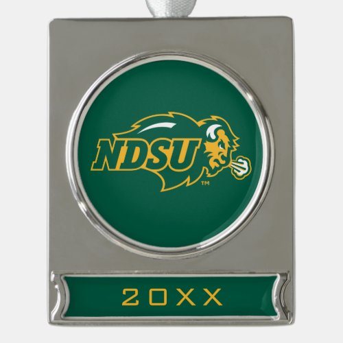 NDSU Bison Silver Plated Banner Ornament