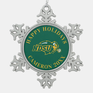 NDSU Bison Snowflake Pewter Christmas Ornament