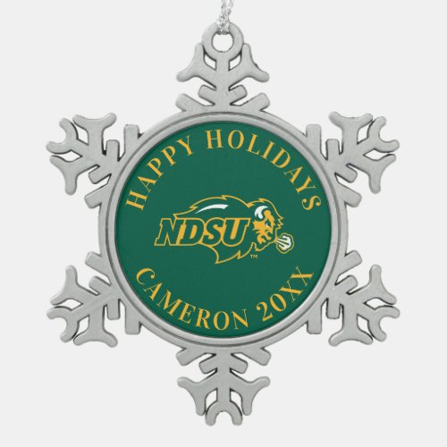 NDSU Bison Snowflake Pewter Christmas Ornament