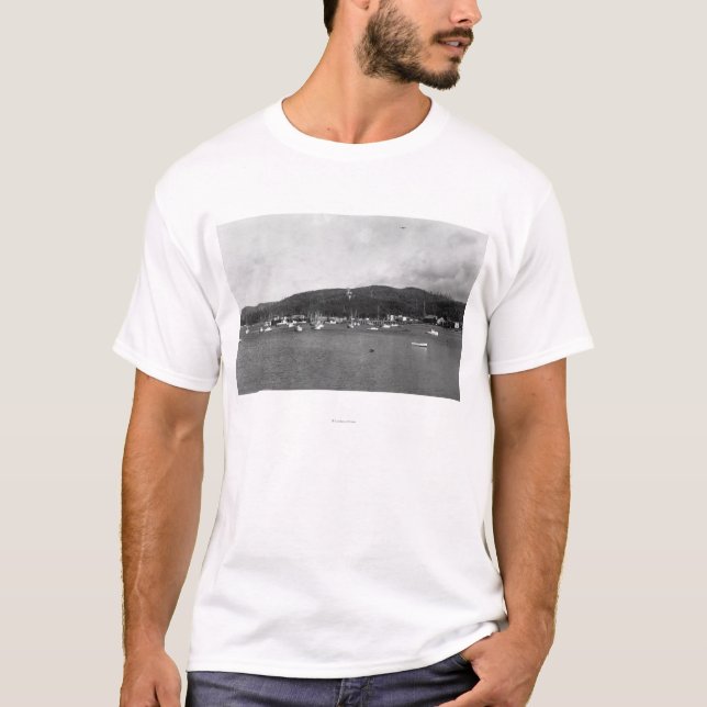 Neah Bay, WA View with Fishing Boats Photograph T-Shirt (Front)