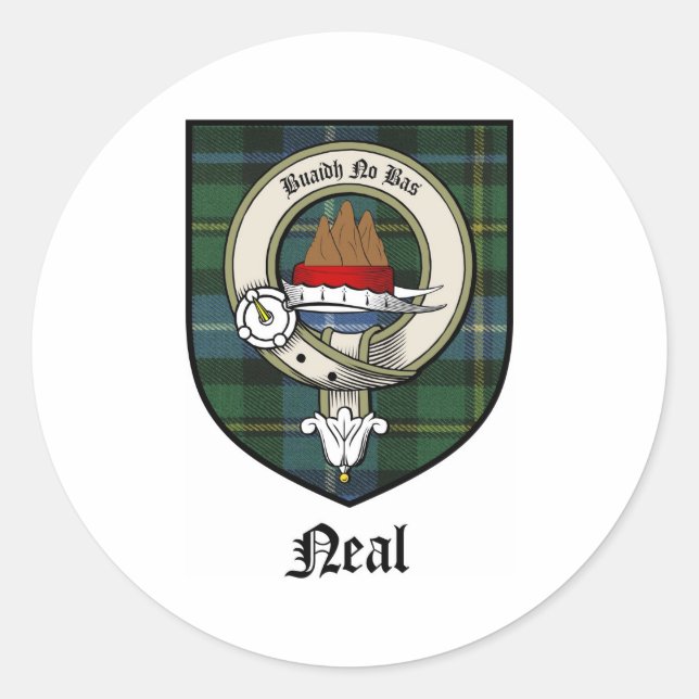 Neal Clan Crest Badge Tartan Classic Round Sticker (Front)