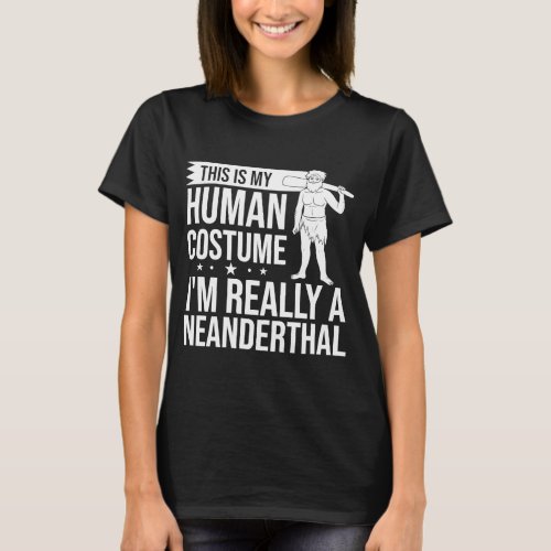 Neanderthal Caveman Dna Woman Skull T_Shirt