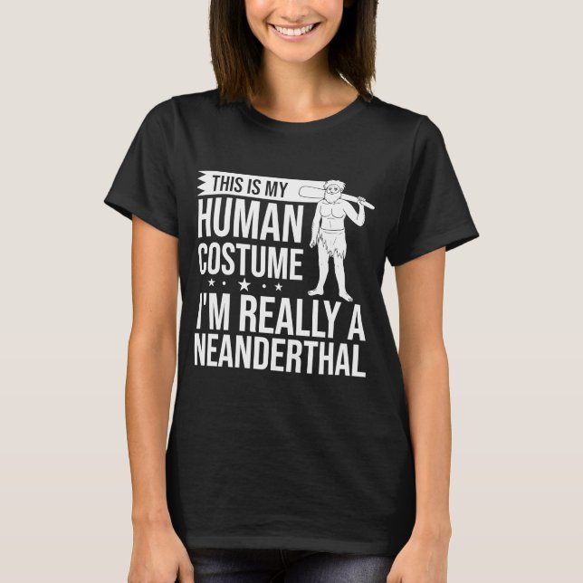 Neanderthal Caveman Dna Woman Skull T-Shirt (Front)