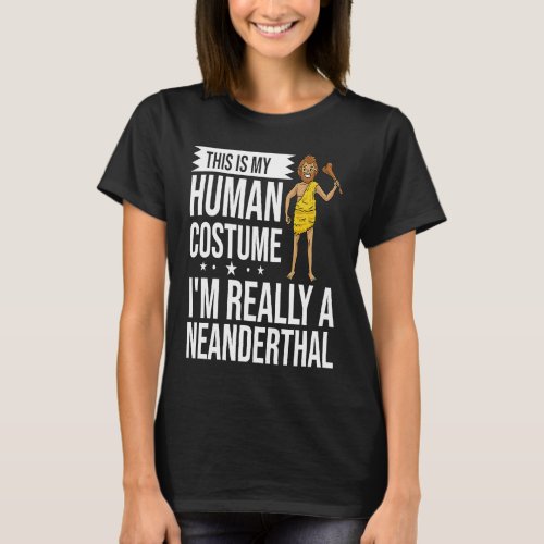Neanderthal Caveman  Dna Woman Skull T_Shirt