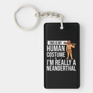 Neanderthal Caveman Woman Skull Gift Keychain
