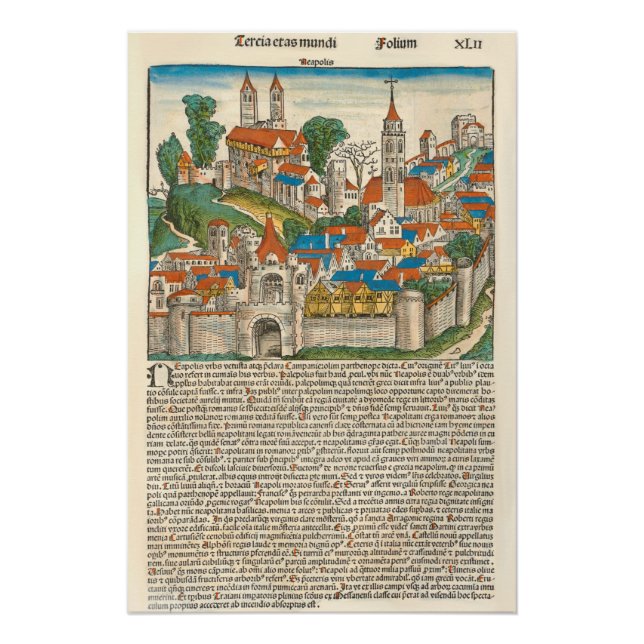 Neapolis Naples Italy Medieval Manuscript Poster (Front)