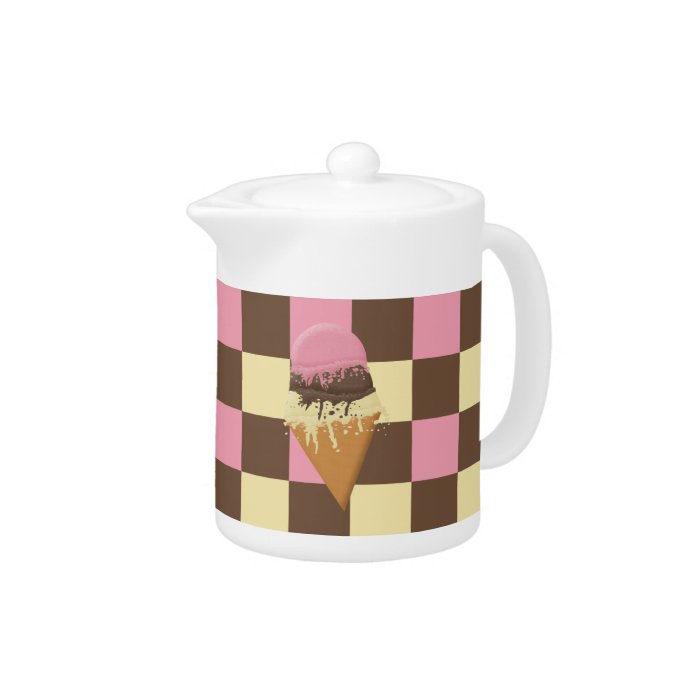 Neapolitan check pattern Ice Cream Cone Teapot