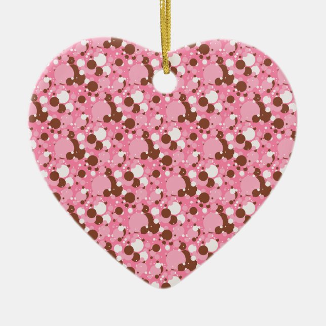 Neapolitan Dots 02 Pink Dark-HEART ORNAMENT (Front)