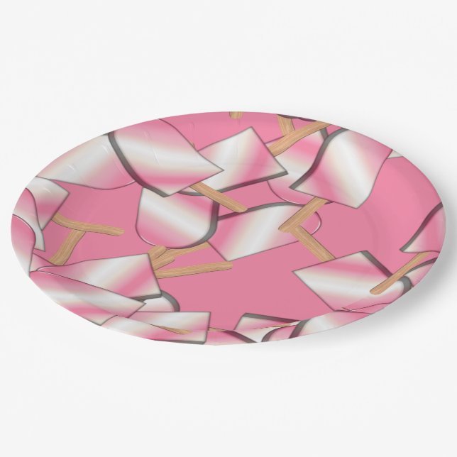 Neapolitan Ice Cream Bars Straw/Vanil-PAPER PLATES (Angled)