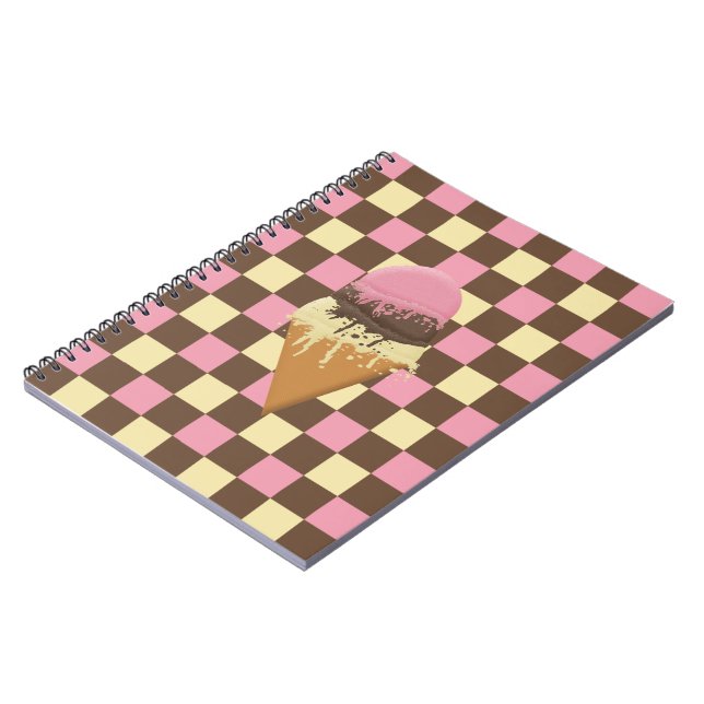 Neapolitan Ice Cream Checkered Pattern Notebooks (Left Side)