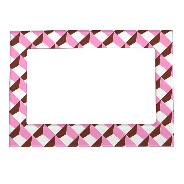 Neapolitan Ice Cream Colors Optical Illusion Magnetic Frame (Front)