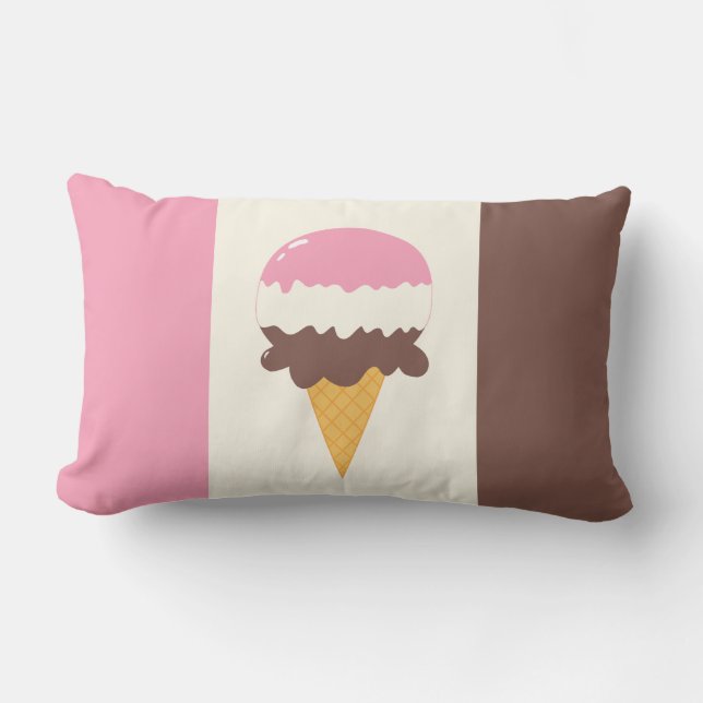 Neapolitan Ice Cream Cone Lumbar Pillow (Front)