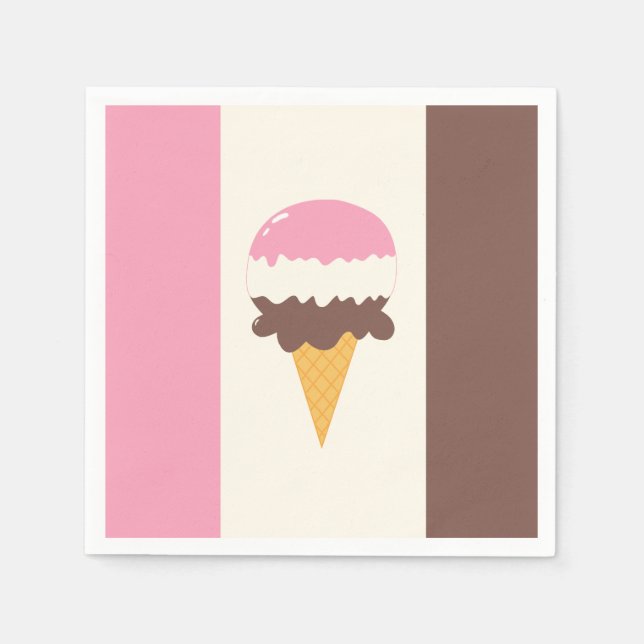 Neapolitan Ice Cream Cone Napkins (Front)