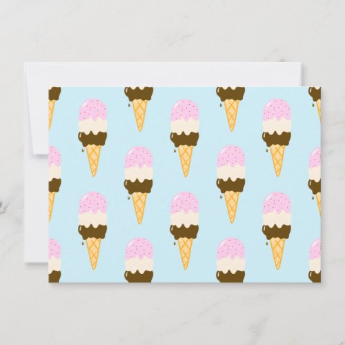 Neapolitan Ice Cream Cone Pattern Invitation