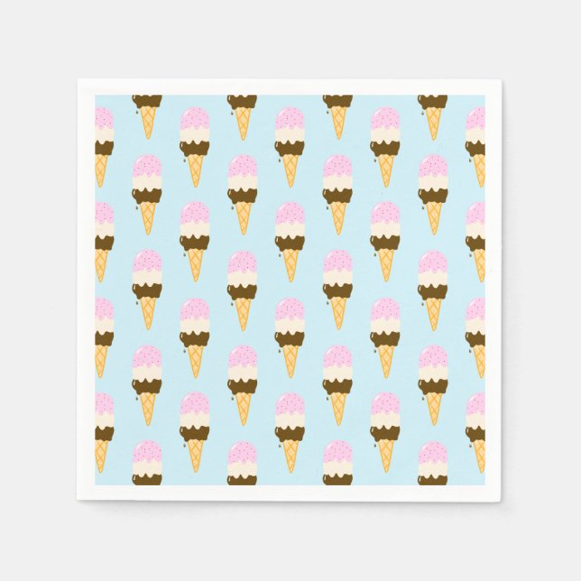 Neapolitan Ice Cream Cone Pattern Napkins (Front)
