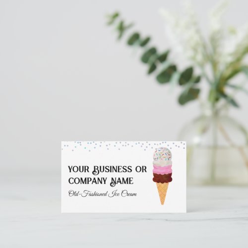 Neapolitan Ice Cream Cone with Sprinkles Business Card