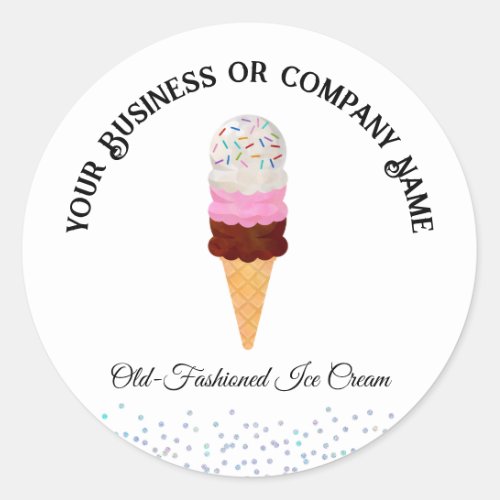 Neapolitan Ice Cream Cone with Sprinkles Classic Round Sticker
