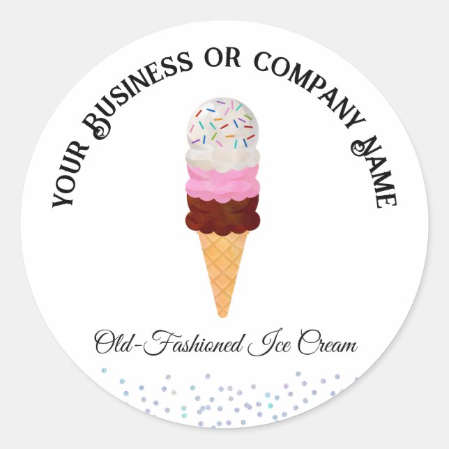 Neapolitan Ice Cream Cone with Sprinkles Classic Round Sticker (Front)