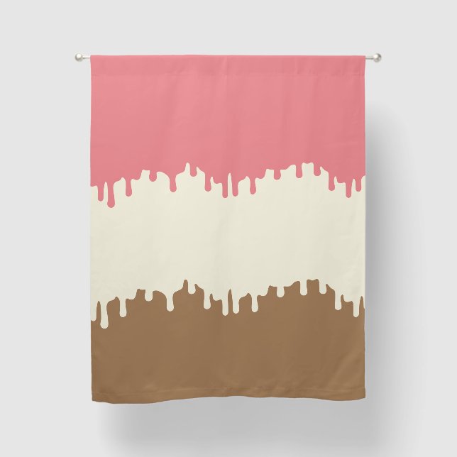 Neapolitan Ice Cream Drips Cute Modern Kitchen Blackout Curtains (Front)