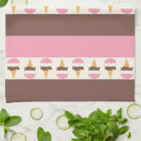 Navy / Beige / White Paper Stripes Kitchen Towel, Zazzle