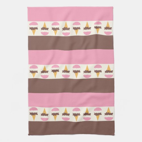 Neapolitan Ice Cream Stripe Pattern Kitchen Towel