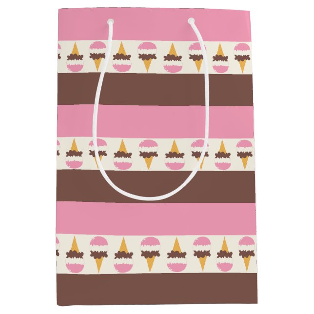 Neapolitan Ice Cream Stripe Pattern Medium Gift Bag (Front)