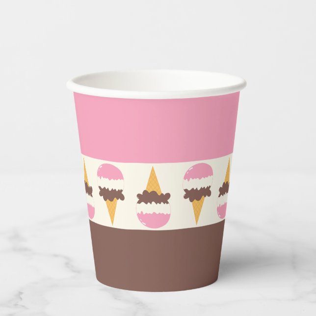 Neapolitan Ice Cream Stripe Pattern Paper Cups (Front)