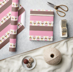 Neapolitan Ice Cream Stripe Pattern Wrapping Paper