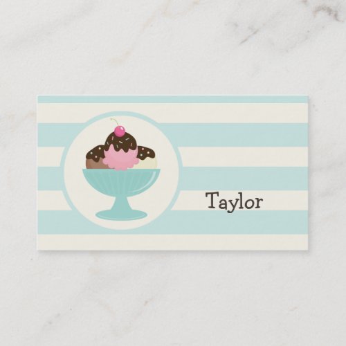 Neapolitan Ice Cream Sundae Cherry  Sprinkles Business Card