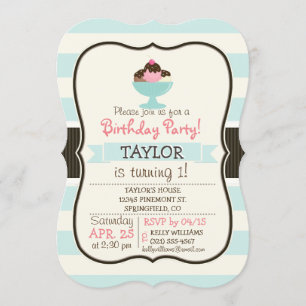 Neapolitan Ice Cream Sundae; Cherry & Sprinkles Invitation