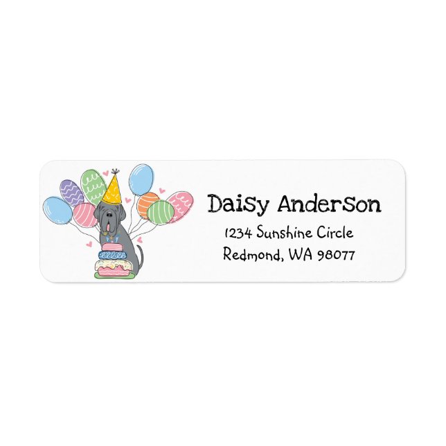 Neapolitan Mastiff Birthday Return Address Label (Front)