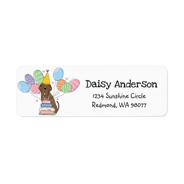 Neapolitan Mastiff Birthday Return Address Label (Front)