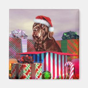 Neapolitan Mastiff Christmas Mahogany Magnet