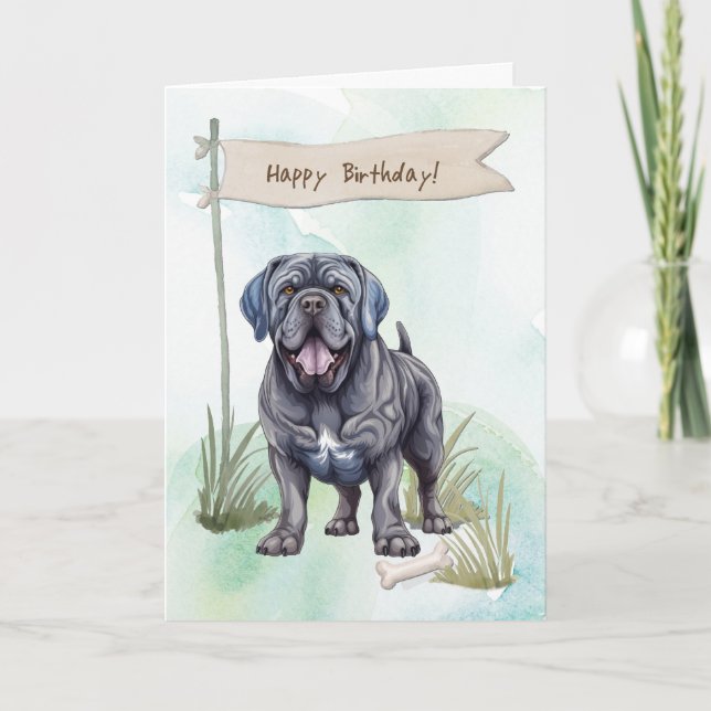 Neapolitan Mastiff Dog Breed Under Birthday Sign Card (Front)