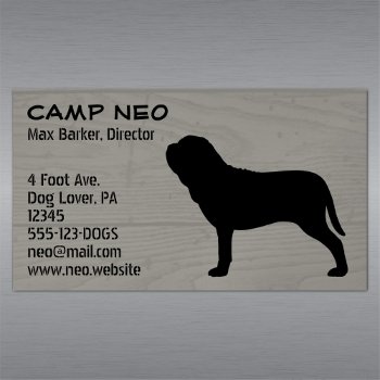 Neapolitan Mastiff Dog Silhouette Wood Grain Style Business Card Magnet by jennsdoodleworld at Zazzle