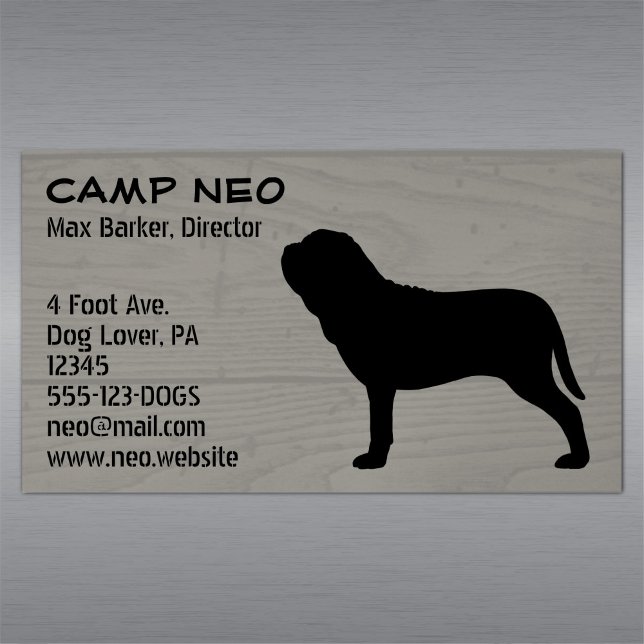 Neapolitan Mastiff Dog Silhouette Wood Grain Style Business Card Magnet (Creator Uploaded)