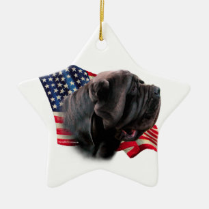 Neapolitan Mastiff Flag Ceramic Ornament
