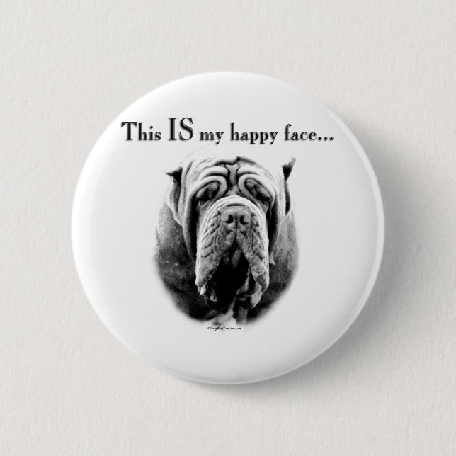 Neapolitan Mastiff Happy Face - Button (Front)