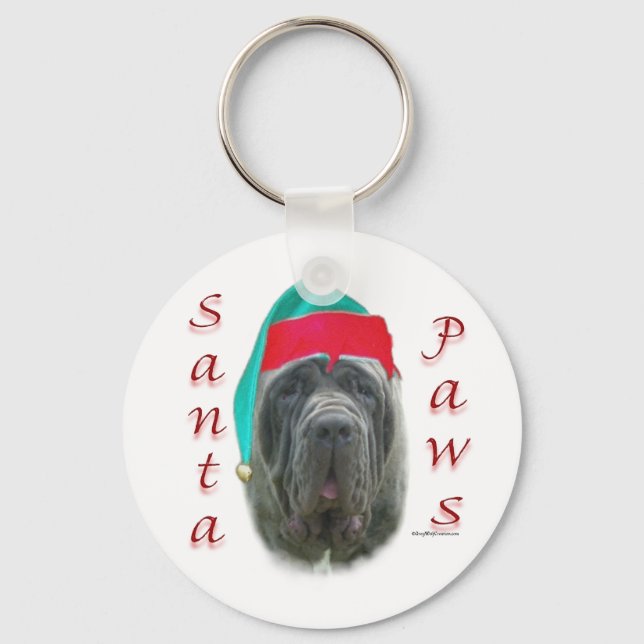 Neapolitan Mastiff Santa Paws Keychain (Front)