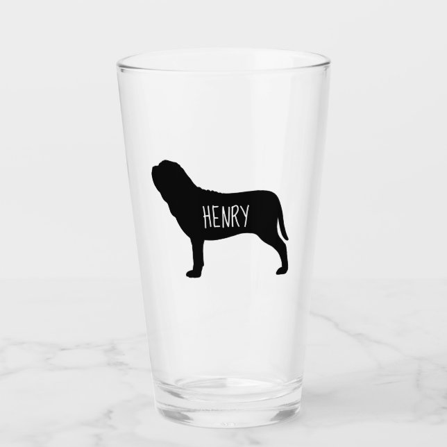 Neapolitan Mastiff Silhouette Neo Dog Personalized Glass (Front)