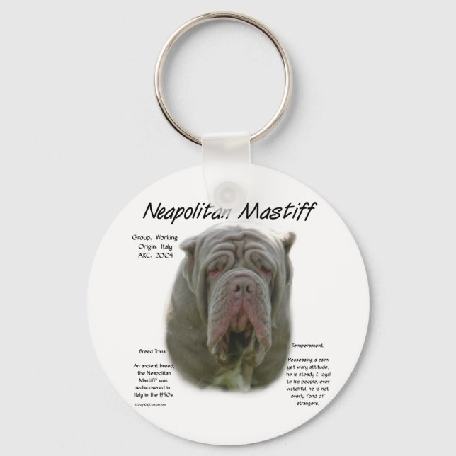 Neapolitan Mastiff (tawny) History Design Keychain (Front)