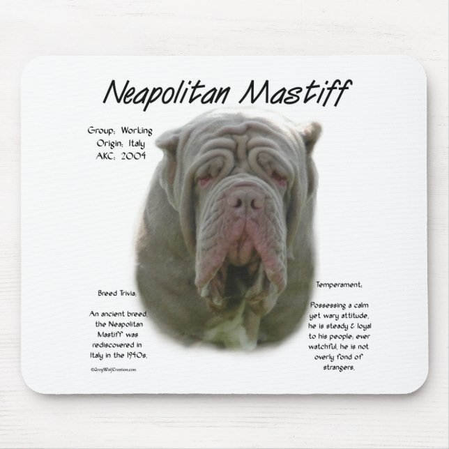 Neapolitan Mastiff (tawny) History Design Mouse Pad (Front)