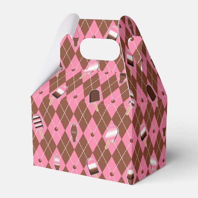 Neapolitan Stickers Argyle-PARTY FAVOR BOX, gable Boxes (Front Side)