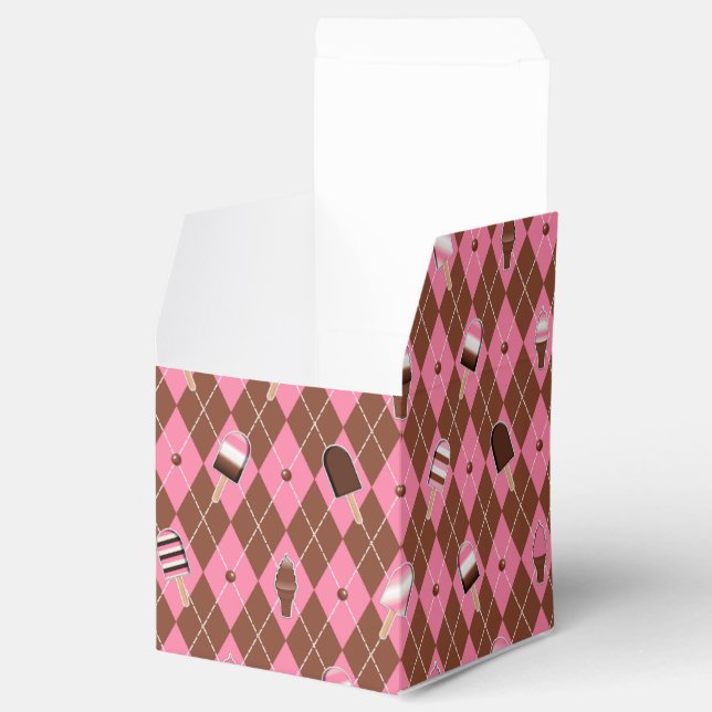 Neapolitan Stickers Argyle-PARTY FAVOR BOX, square Boxes (Opened)