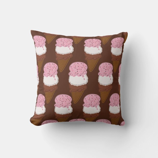 Neapolitan-Stitched Ice Cream Cones 02-Sq Pillow (Front)