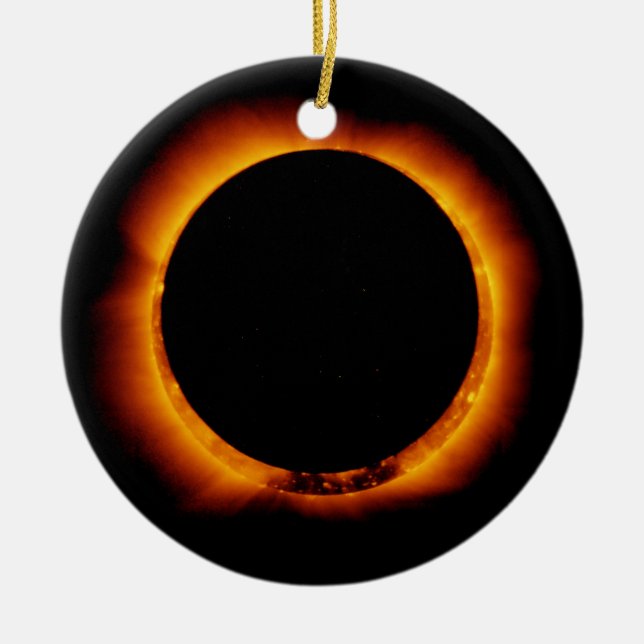 Near Total Solar Eclipse Ceramic Ornament (Front)