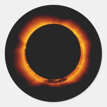Near Total Solar Eclipse Classic Round Sticker by GigaPacket at Zazzle