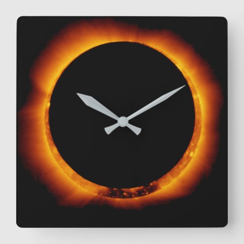 Near Total Solar Eclipse Square Wall Clock