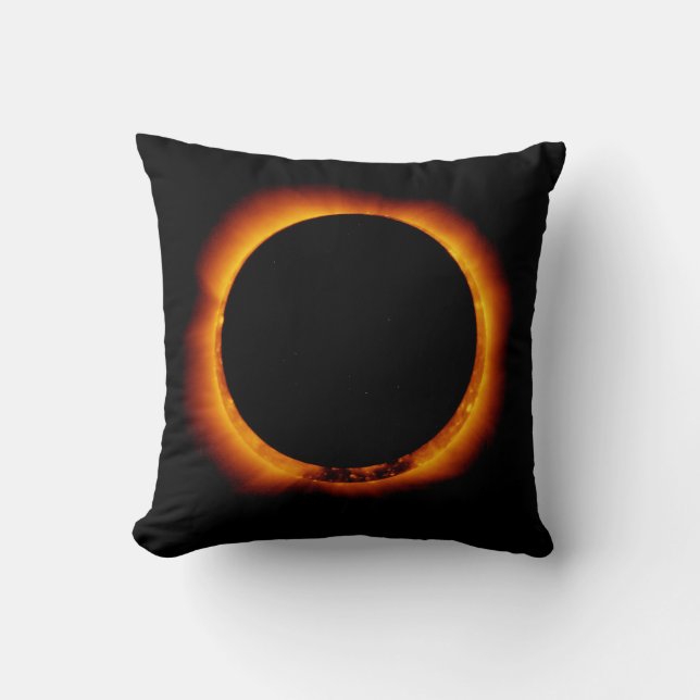 Near Total Solar Eclipse Throw Pillow (Front)